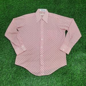 Vintage 70s Grants Dagger Collar Disco Button Shirt Large 22x30 Polyester Nylon